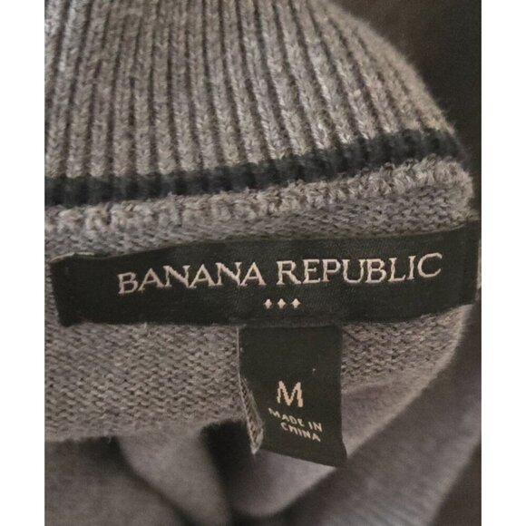 Banana Republic Men Sweater Gray Cotton Long Sleeve Shawl Neck Pullover Size M - Picture 5 of 7